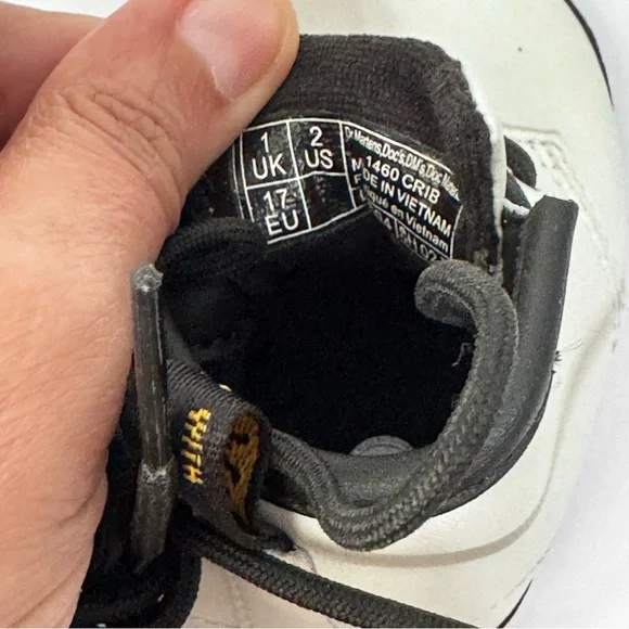 Dr. Martens White and Black Combat Boots with Pull Tab baby size 2 - Picture 5 of 5